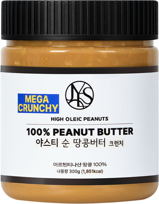 야스티 순 땅콩버터 크런치 100% 무첨가, 1개, 300g
