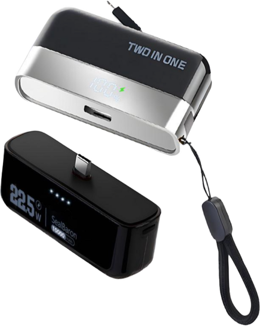 SealBaron 2 in 1 고속충전 c타입 PD 22.5W 도킹형보조배터리, 10000mAh(5000*2) 화이트
