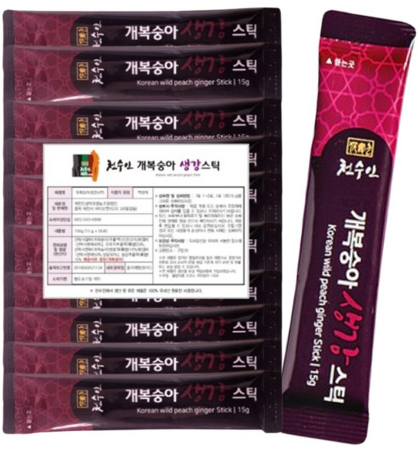 제천 개복숭아 생강스틱 야생 액상 발효 엑기스, 750g, 1개