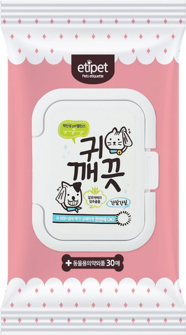 에티펫 귀 깨끗 시트 물티슈, 150g, 3개