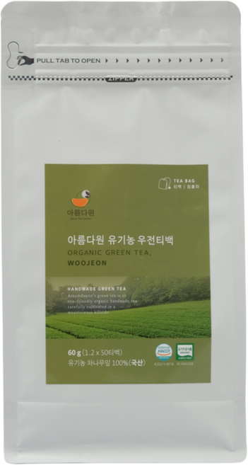 아름다원 유기농 우전녹차 티백 보성 고급녹차, 1개, 50개입, 1.2g