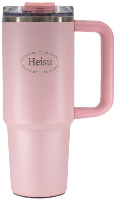 헤이수 스텐 대용량 텀블러 빨대 손잡이 900ml, 1개, 핑크