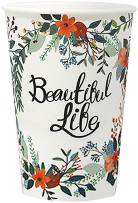 카마코 천연펄프 종이컵 플라워 390ml 13온스 (단단한 고평량 종이컵/무배당일출고), 100개, 1개