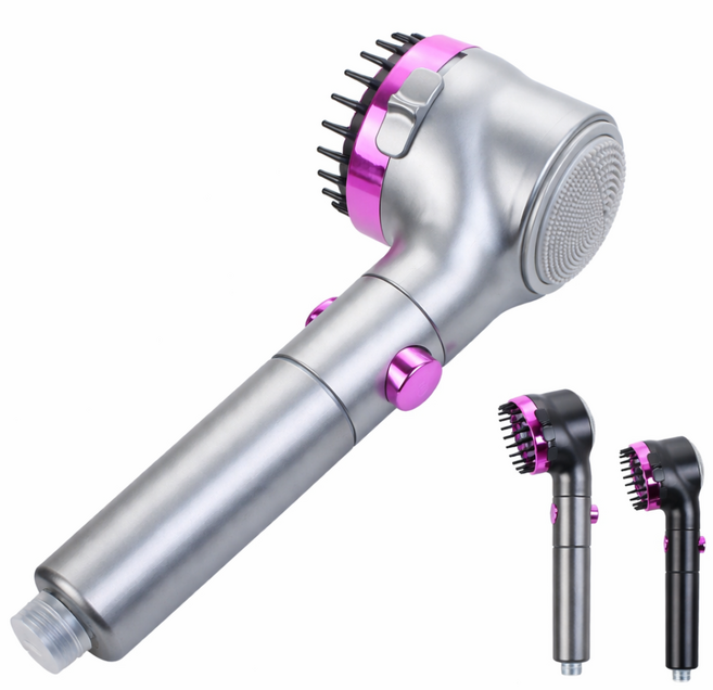 두피 마사지 샤워기 초미세 강력수압 절수 샤워헤드 필터형, 그레이, 1개