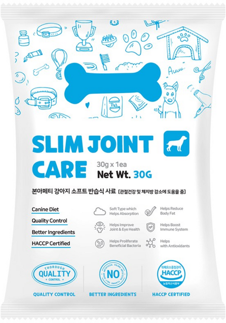 본아페티 강아지 관절 다이어트 슬림앤조인트케어 반습식 소프트 사료 샘플, 다이어트(체중감소), 30g, 1개