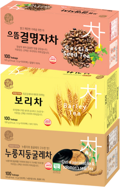 송원 우리차 누룽지둥굴레차 100T +보리차 100T +으뜸결명자차 100T