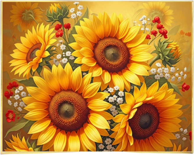 보석 십자수 캔버스형 해바라기 diy 50 x 40 cm, 1세트, CH012