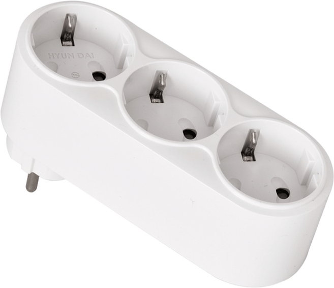 국산 현대 회전 일자형 3구 멀티탭, 화이트, 1개, 13.4cm