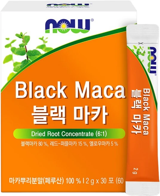 나우푸드 블랙마카 분말스틱 30포 1개월분, 60g, 1박스 - 쿠팡