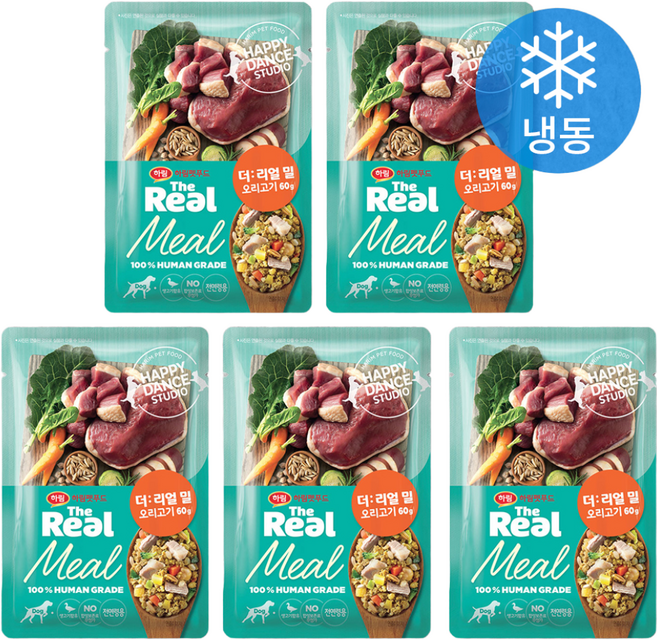 하림펫푸드 전연령 강아지 더리얼 밀 냉동 화식사료, 오리, 60g, 5개