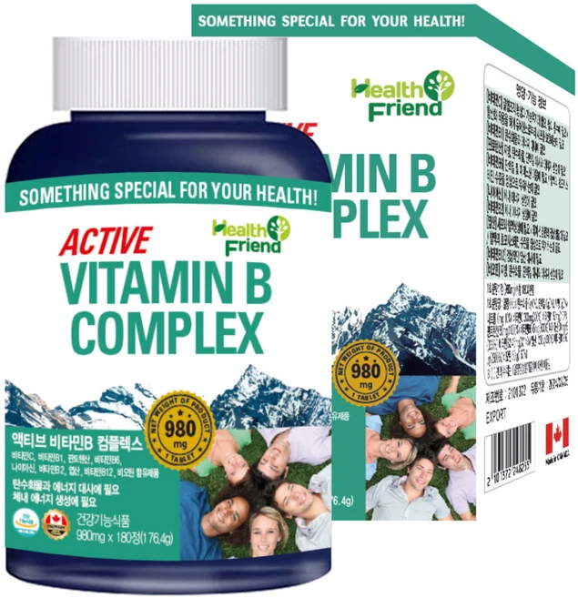 헬스프랜드 캐나다 고함량 액티브 비타민B 컴플렉스 6개월분 9종복합기능성 비타민b군, 980g, 1개, 1개 - 쿠팡