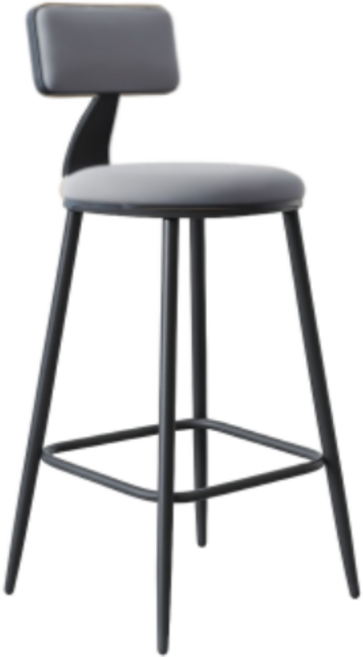 코지테일러 아일랜드 식탁의자 높은 홈바 바텐 의자 벨벳 소프트 철제 바 체어 65cm B111, 그레이, 1개