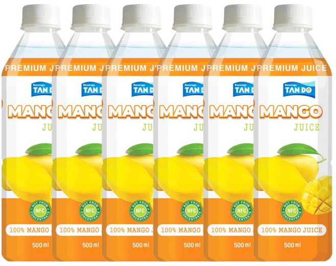 RFC 저온 살균 망고 주스 100%, 6개, 500ml