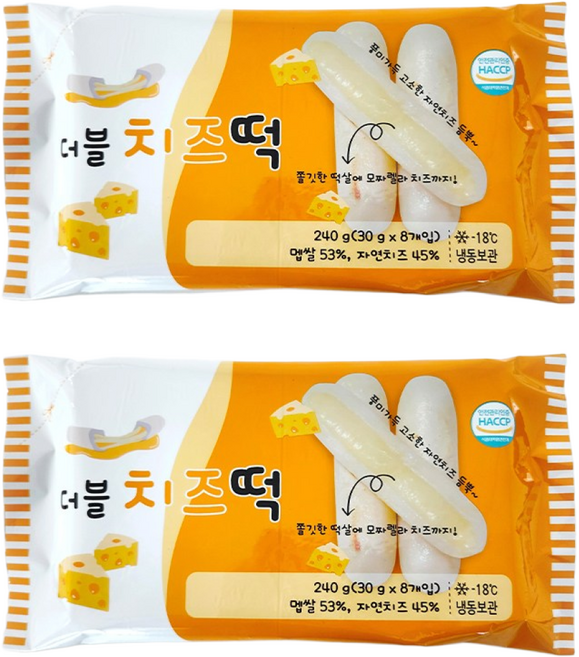 자연치즈 구워먹는 치즈떡 4종, 더블 치즈떡, 2개, 240g