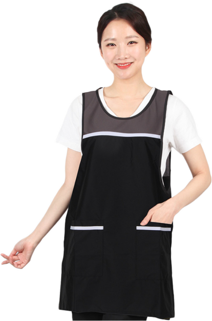 얇고 가벼운 어깨 등 망사 원피스 앞치마 생활 방수 50장이상 인쇄무료, 검정(sfla94) L, 1개