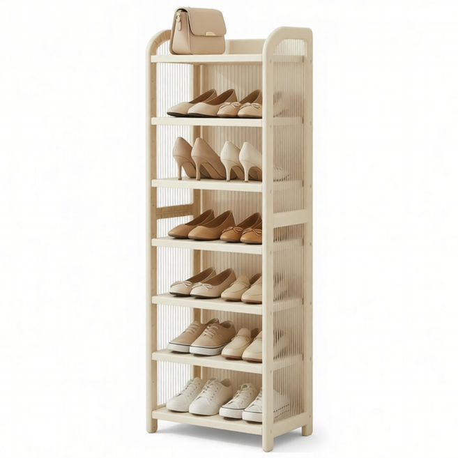 공간활용 수납 틈새 신발장 현관 정리대, 흰색, 7단