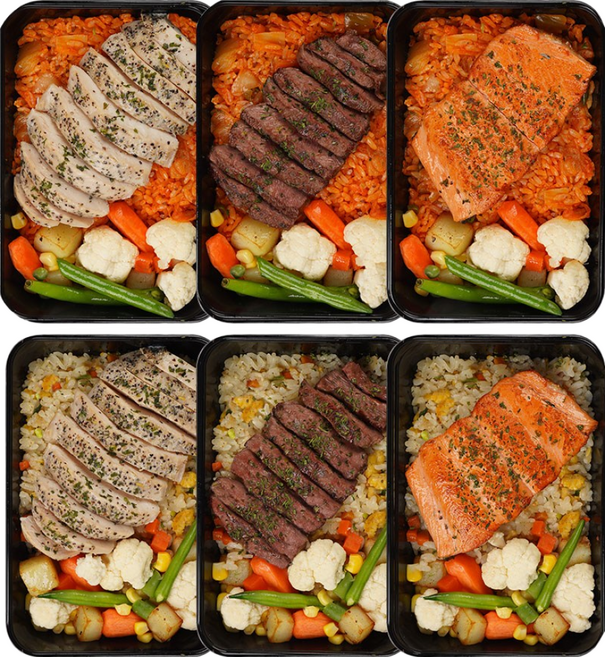 [식스밀 스테이크 볶음밥 6키트] 단백질 다이어트 식단 도시락 벌크업 냉동 고단백 직장인 간편 배달 신제품, 325g, 1세트