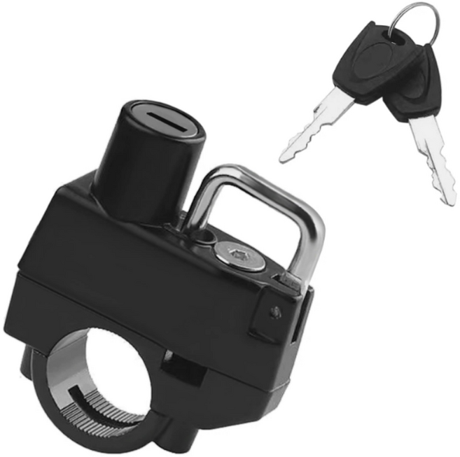 킹콩 오토바이 잠금장치 헬멧 도난방지 자물쇠 열쇠형 스쿠터 헬멧락, 블랙+실버, 1개