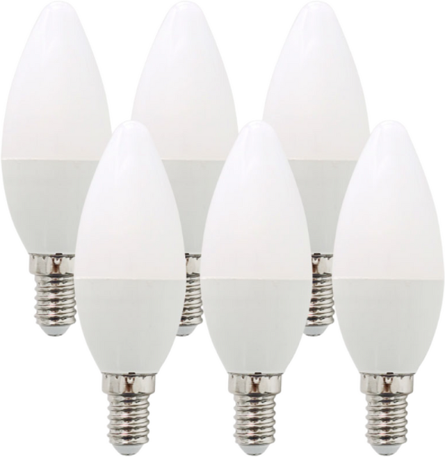 알라딘라이팅 LED 불투명 촛대구 E14 샹들리에 촛대등 촛불전구, 주광색, 6개