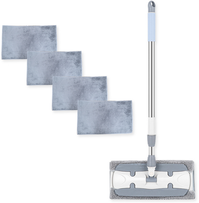 헤라우스점핑 막대 길이조절 집게형 청소밀대+극세사 걸레 5장, 1세트