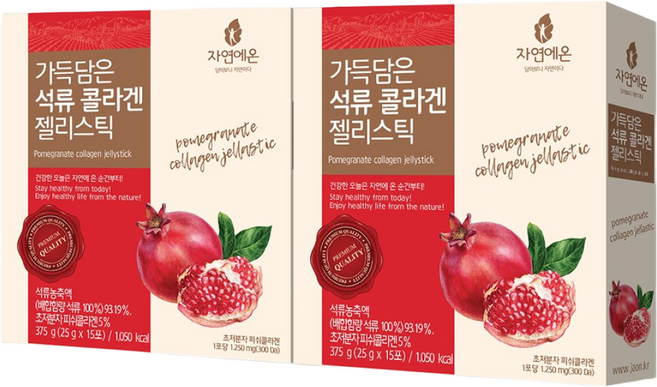 자연에온 300Da 초저분자 피쉬 콜라겐 석류 젤리스틱, 375g, 2박스