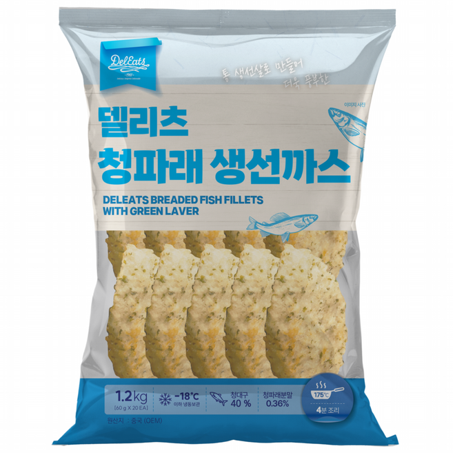 [오늘출발] 델리츠 청파래 생선까스 20개 가시제거 순살 냉동, 1개, 1.2kg
