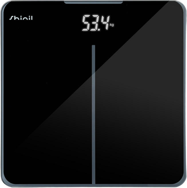 신일 전자식 강화유리 정밀 센서 슬림 체중계 6mm, SHM-5025, Black (검정), 1개