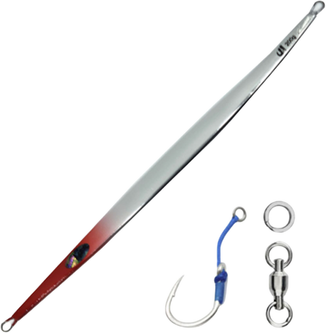 프리미엄 초장축 롱 지그 도래 훅 풀세트 방어 대구 전동 지그 메탈리나, 풀크롬 고추장, 1개, 150g