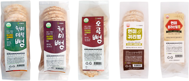 국내산 통곡물 무첨가 바삭한 뻥튀기 현미 귀리 메밀 오곡뻥과자 5종세트 450g(90g x 5)