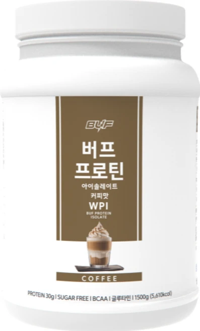 버프 프로틴 아이솔레이트 WPI 100% 유청 단백질 보충제 파우더 커피맛 1.5kg, 1개 - 쿠팡