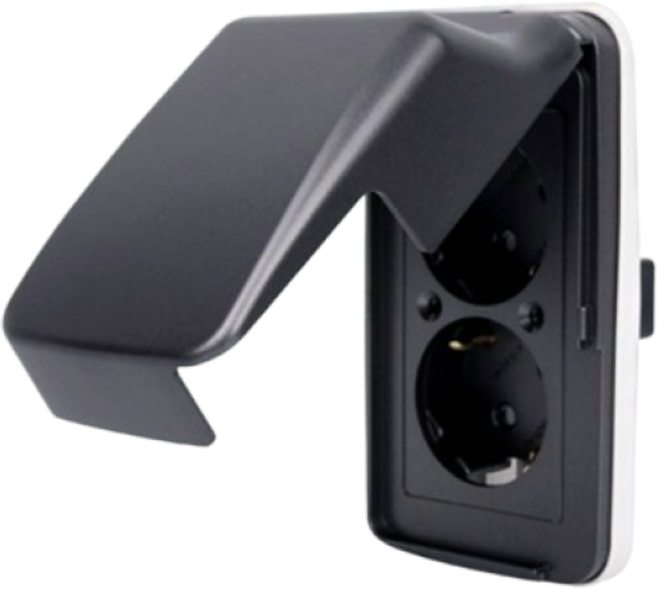 제일전기 메탈 그레이 방우형 2구 콘센트, 1개