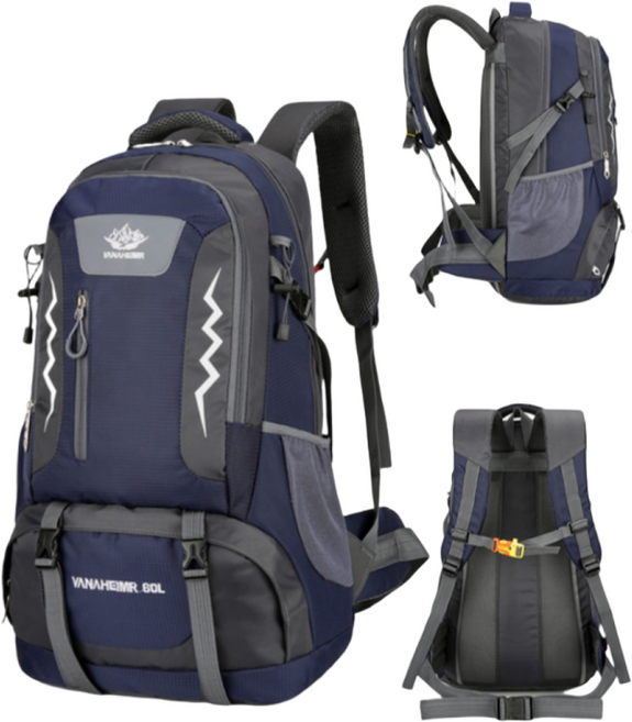 HTYVC 등산가방 60L 대용량 스포츠 배낭 백팩 트래킹 캠핑 아웃도어 남녀 트레블배낭, Deep Blue