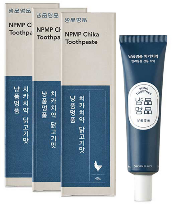 냥품멍품 치카치약 닭고기맛, 40g, 3개