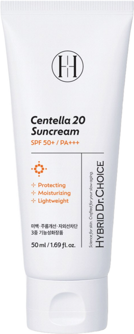 닥터초이스 센텔라20 시카 톤업 썬크림 SPF50+ PA+++ 진정 보습 장벽케어 선크림 Cica 20% 다마스크 로즈 혼합자차, 1개, 50ml