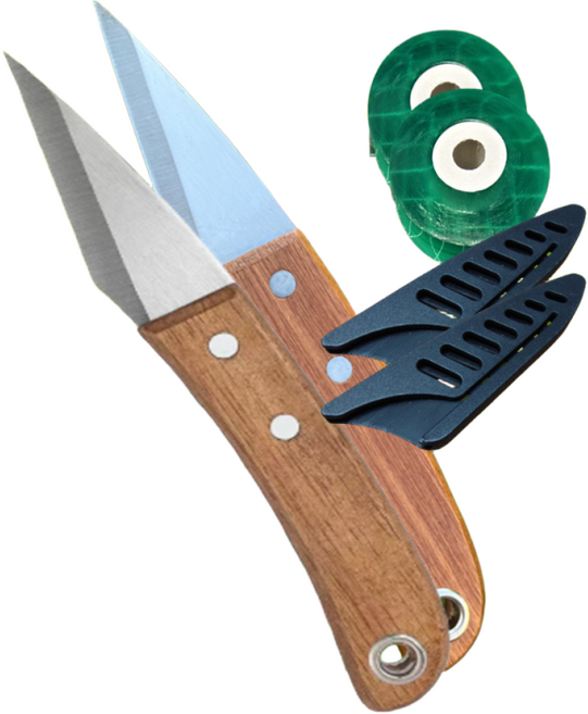 접목칼+생분해 접목 테이프 2종 전문가용 고강도 스테인리스 접목도 2개세트(광분해 접목테이프 200m), 1세트