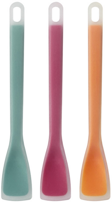3종 세트 am 실리콘 주걱 레드+민트+오렌지 미니 스푼 알뜰주걱 스패츄라 스파츌라 투톤컬러 13710, 1개