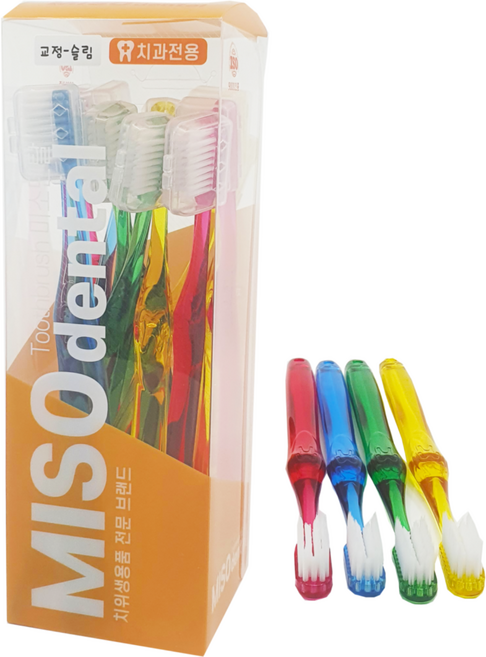 미소덴탈 교정 V컷 미세모 칫솔, 12개입, 1세트
