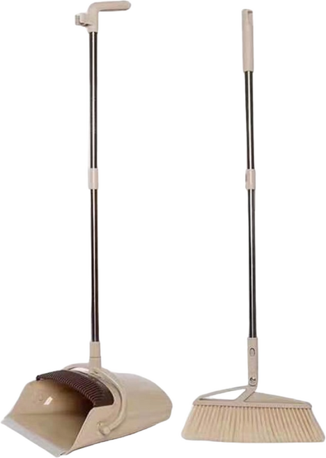 라라공방 스탠드형 모던 미세모 빗자루 쓰레받기 세트, 카푸치노, 1세트