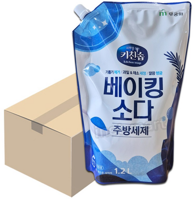 무궁화 베이킹소다 주방세제 리필, 1.2L, 10개