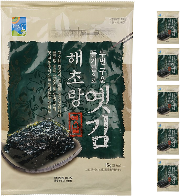 메이저유통 해초랑 들기름으로 두번 구운 옛김 큰김(15g x 5봉), 1박스, 들기름으로 두번 구운 옛김(15g x 5봉)