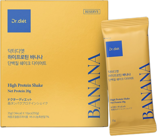 닥터디엣 하이프로틴 단백질 쉐이크 다이어트 바나나, 1박스, 10회분