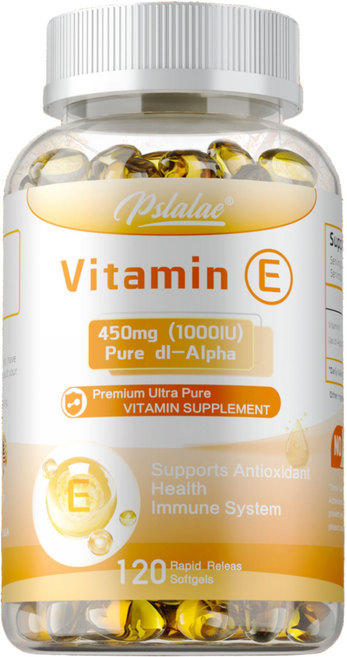 얼굴 머리카락 윤기 및 피부 관리를 위한 비타민 E 심근세포 건강 항산화 보호, 1개, 60정