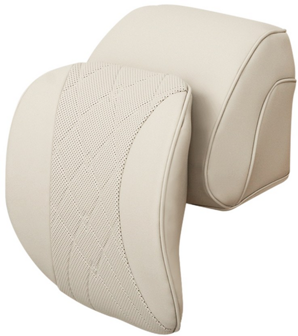 루젠 제네시스 GV70 페이스리프트 커버형 목쿠션 목베개 헤드레스트, 1개, 바닐라베이지