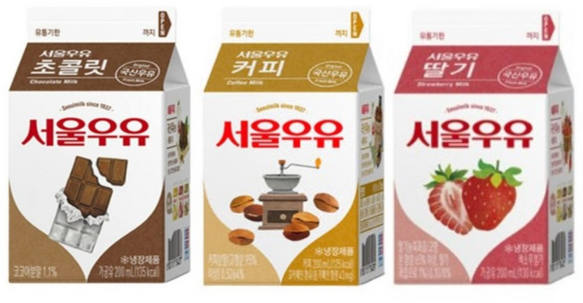 서울우유 카톤 초코우유 + 딸기우유 + 커피우유, 21개, 200ml