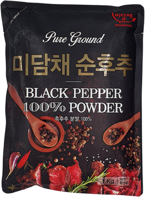 푸드코리아 미담채 순후추 흑후추 100% 1kg 1BOX(10개입), 10개