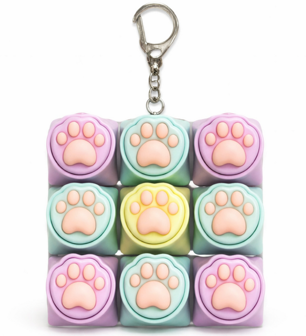 키플릭 고양이 발바닥 led 키보드 클리커 딸깍이 키캡키링9구, 캣츠9구, 러블리 파스텔