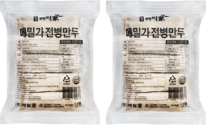 봉평메밀가 메밀전병 1+1 1.2kgX2봉 / 김치메밀전병 매콤한 전병, 2개, 1.2kg