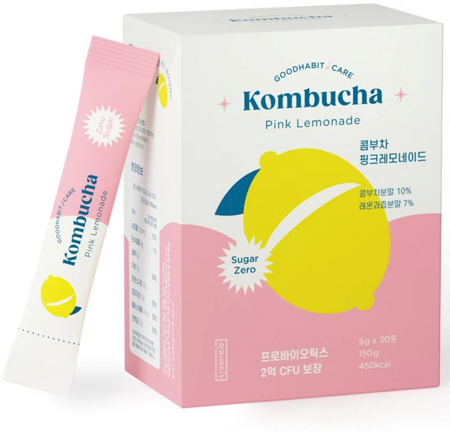 착한습관 콤부차 핑크레모네이드, 30개입, 5g, 1개 - 쿠팡