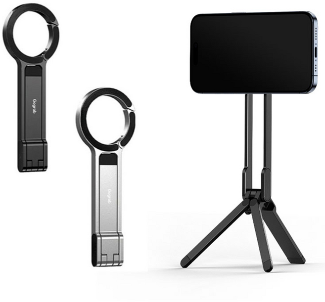 고그랩 카라비너 스마트폰 맥세이프 미니 삼각대 기내용, 실버