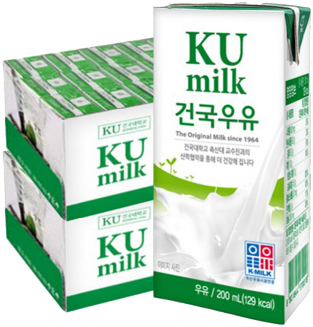 [건국우유] 멸균우유 200ml 48입, 48개